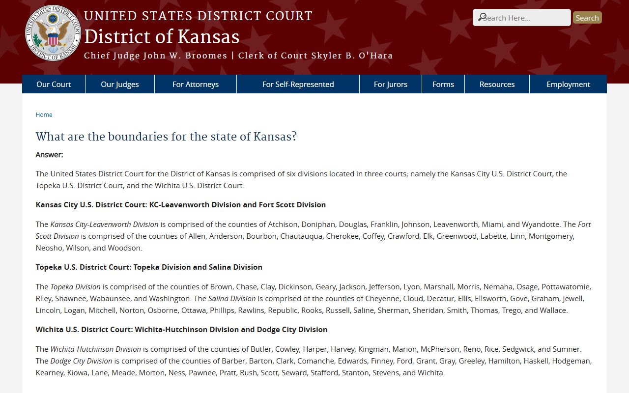 Allen County warrant records District of Kansas boundary context