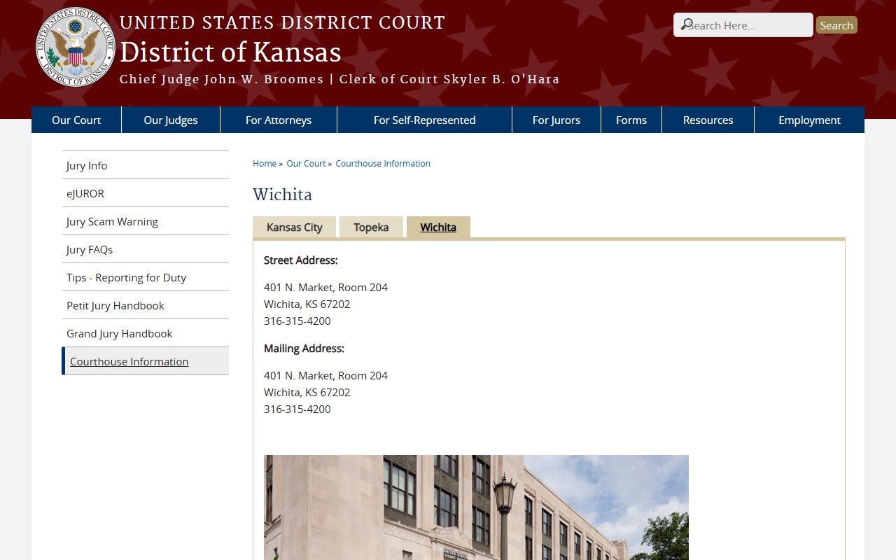 Allen County warrant records Wichita federal courthouse context